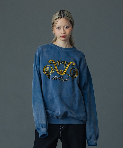 EMBROIDERED BLEACHED CREWNECK SWEATSHIRT（スウェット）｜XLARGE