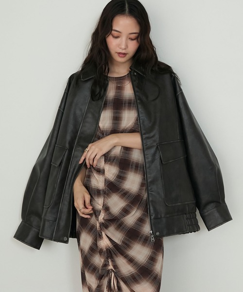 forksy.】ヴィンテージライクダブルジップビッグブルゾン forksy