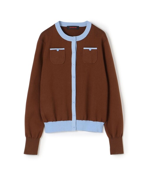 コットンカシミヤ バイカラークルーネックカーディガン（カーディガン