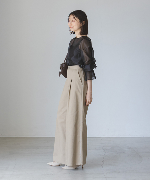 セール】パールシアープリーツカフスブラウス（シャツ/ブラウス