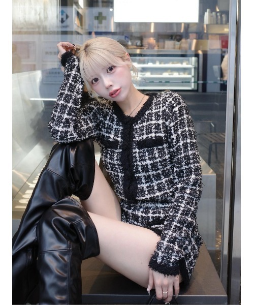 Darich（ダーリッチ）の「ツイードニットコンビネゾン（ワンピース