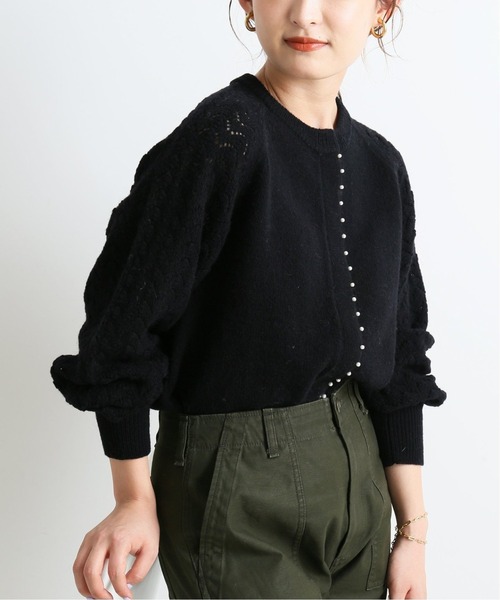 SLOBE IENA（スローブイエナ）の「パール付き柄編みカーディガン