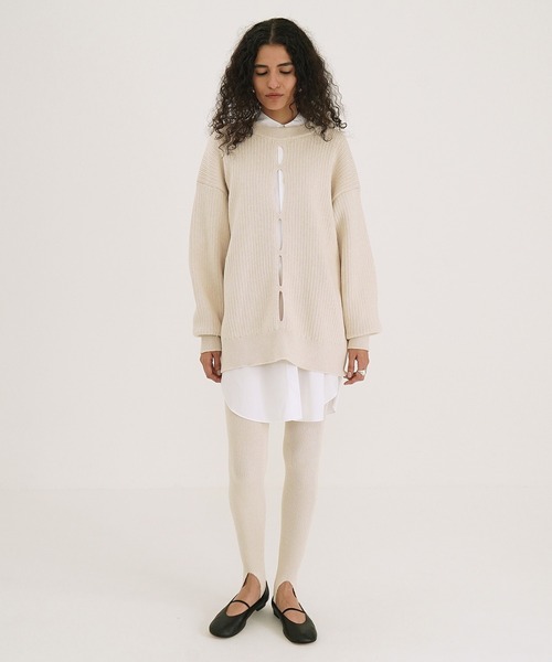 CLANE（クラネ）の「W FACE COLOR MIX HOLE SLEEVE C/D（カーディガン