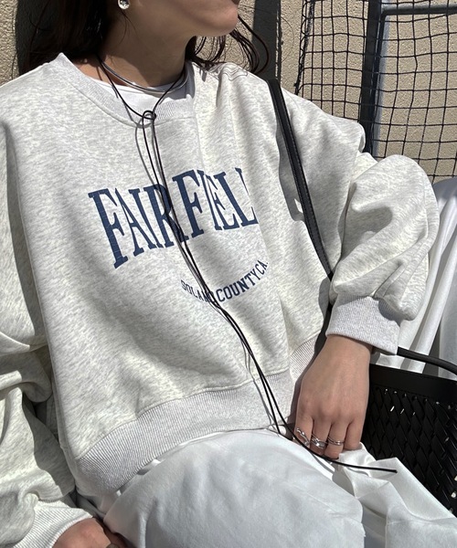 セール】カレッジロゴスウェットプルオーバー/ボリュームスリーブ