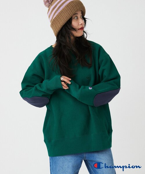 セール】CHAMPION / チャンピオン 別注 R/W エルボーパッチ クルー