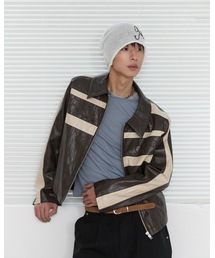 ノーカラー」に該当するメンズのライダースジャケットファッション通販