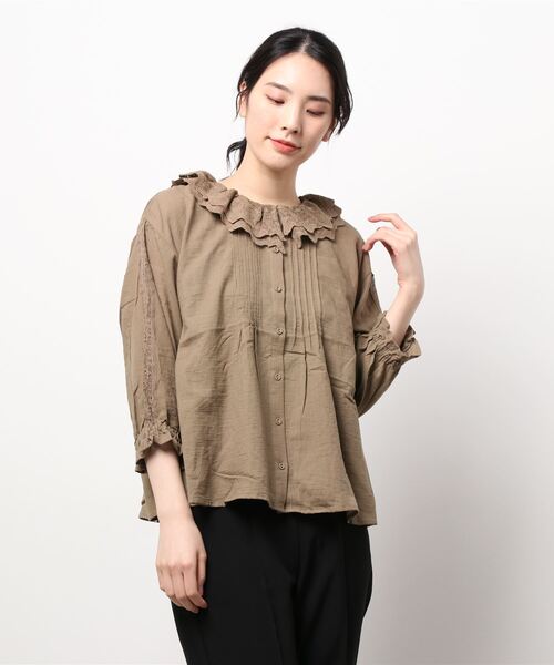 Samansa Mos2（サマンサ モスモス）の「レース襟ブラウス（シャツ