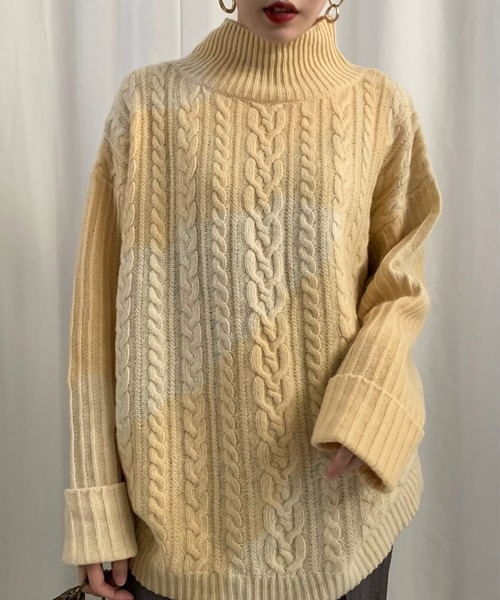 Ameri（アメリ）の「TIE-DYE CABLE KNIT TOP（ニット/セーター）」 - WEAR