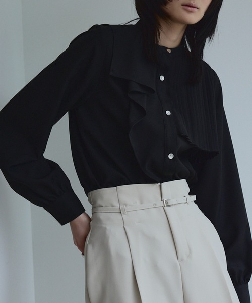 アシメプリーツデザインブラウス-UVカット-（シャツ/ブラウス