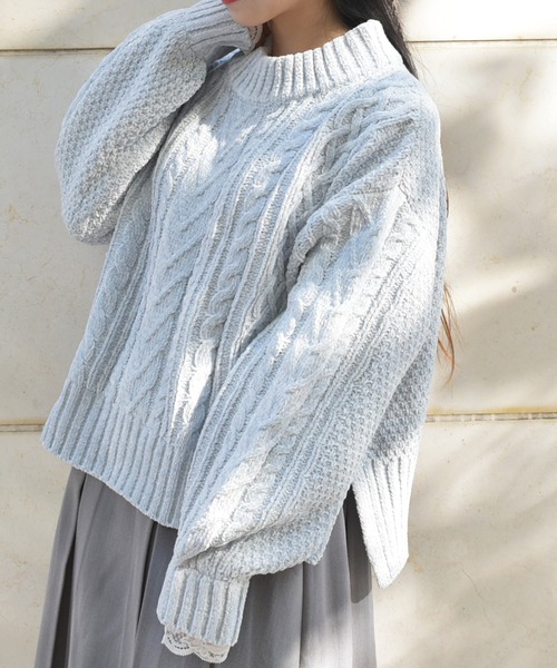 axes femme（アクシーズファム）の「ベロアモールニットプルオーバー