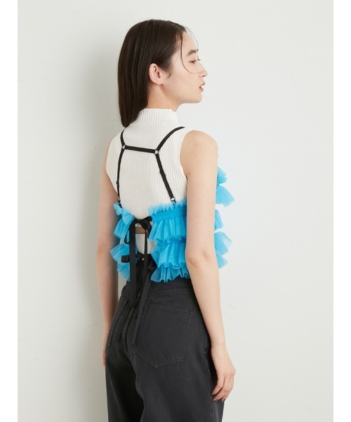 LILY BROWN（リリーブラウン）の「チュールラッフルフリルトップス