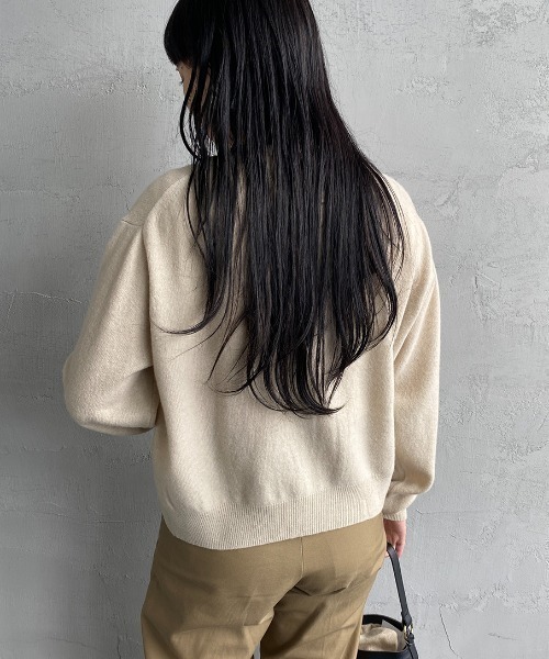 DANTON/ダントン] ワンポイントロゴ クルーネックニットカーディガン