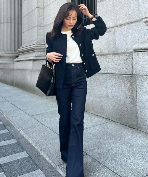 anuans（アニュアンス）の「ツイードノーカラージャケット（ノーカラー