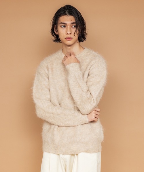 H＞クラウディ アルパカ クルーネックニット H＞クラウディ アルパカ