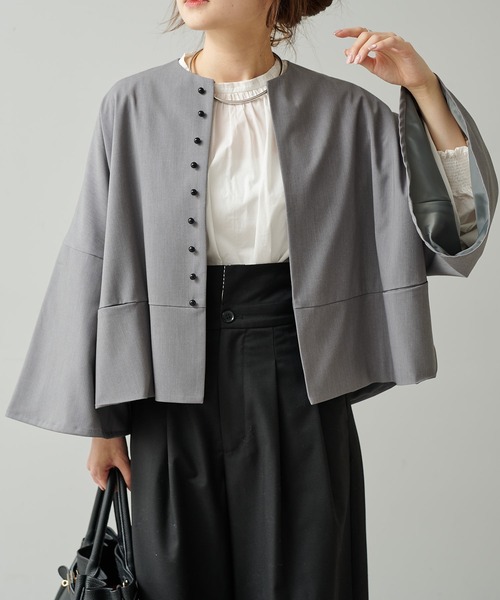 PUAL CE CIN（ピュアルセシン）の「【Du noir】飾りボタンノーカラー