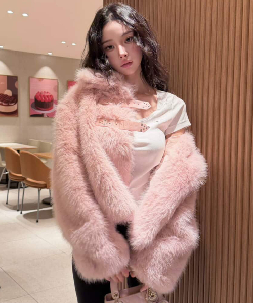 セール】パピーショートファージャケットピンク（ムートンコート