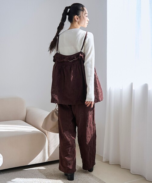 セール】3Dフラワー刺繍 コーデュロイイージーワイドパンツ【インフル