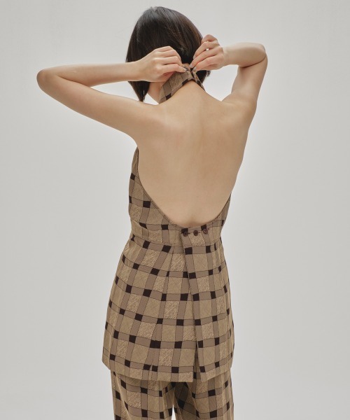 TODAYFUL（トゥデイフル）の「Halterneck Checkjacquard Tops（タンク