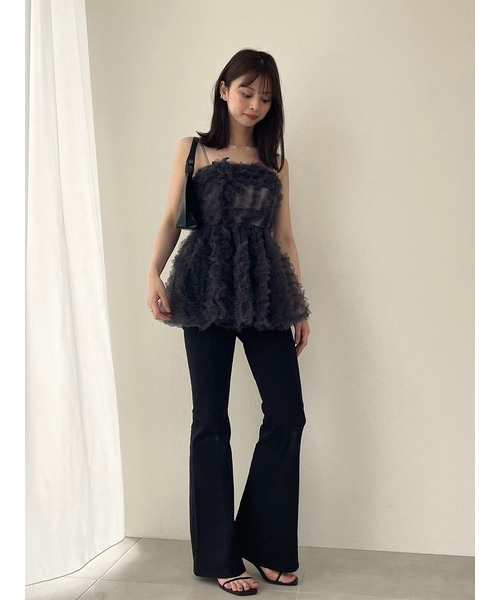 SNIDEL（スナイデル）の「チュール刺繍ベアペプラムTOPS（Tシャツ