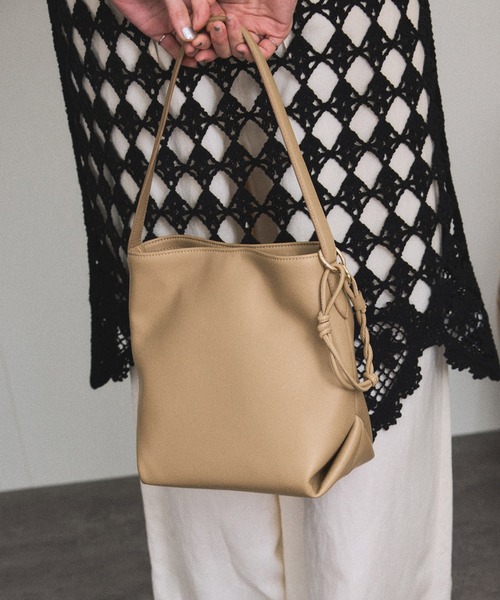 スプリットレザーミドルトートバッグ/バケットバッグ［WEB限定カラー