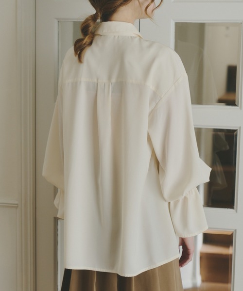 volume sleeve frill tie blouse / タイ付きブラウス（シャツ/ブラウス