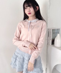 カーディガン/ボレロ（ピンク/桃色系・リボン）ファッション通販