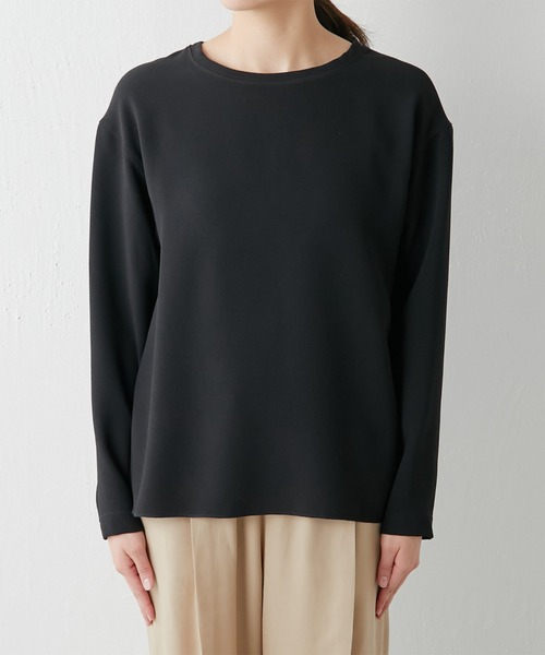 ジャケットやカーデのインナーに！】バックスリットブラウスT（シャツ