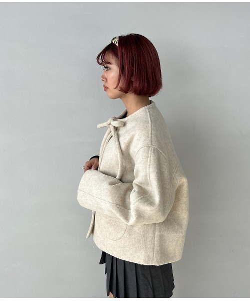 リボンタイ ショートウールコート FQ24W101【Fano Studios