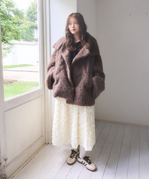 3wayスタンドカラーシャギーコート（チェスターコート）｜mellowneon