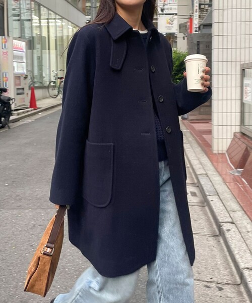 追加生産決定！】Super100ステンカラーミドルコート（ダッフルコート