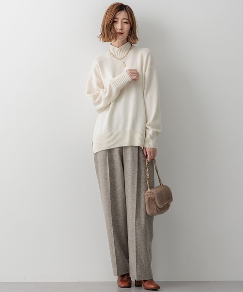 洗える】カシミヤブレンド ハイネック ニット（ニット/セーター）｜23