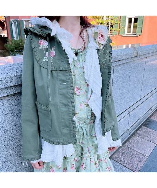 PINK HOUSE（ピンクハウス）の「ブロッサムローズ刺繍入りフード付き