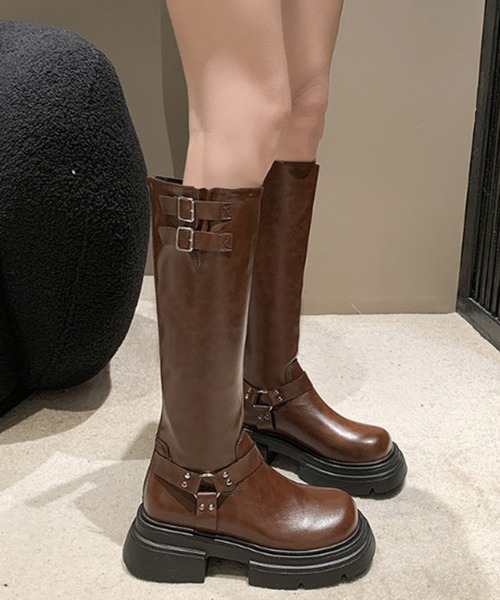 セール】ベルトデザインロングブーツ（ブーツ）｜STYLEBLOCK（スタイル