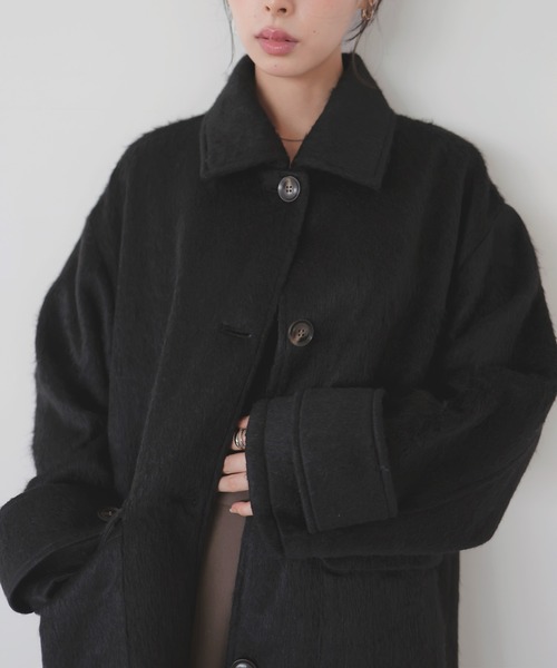 セール】ステンカラーシャギージャケットコート（ステンカラーコート