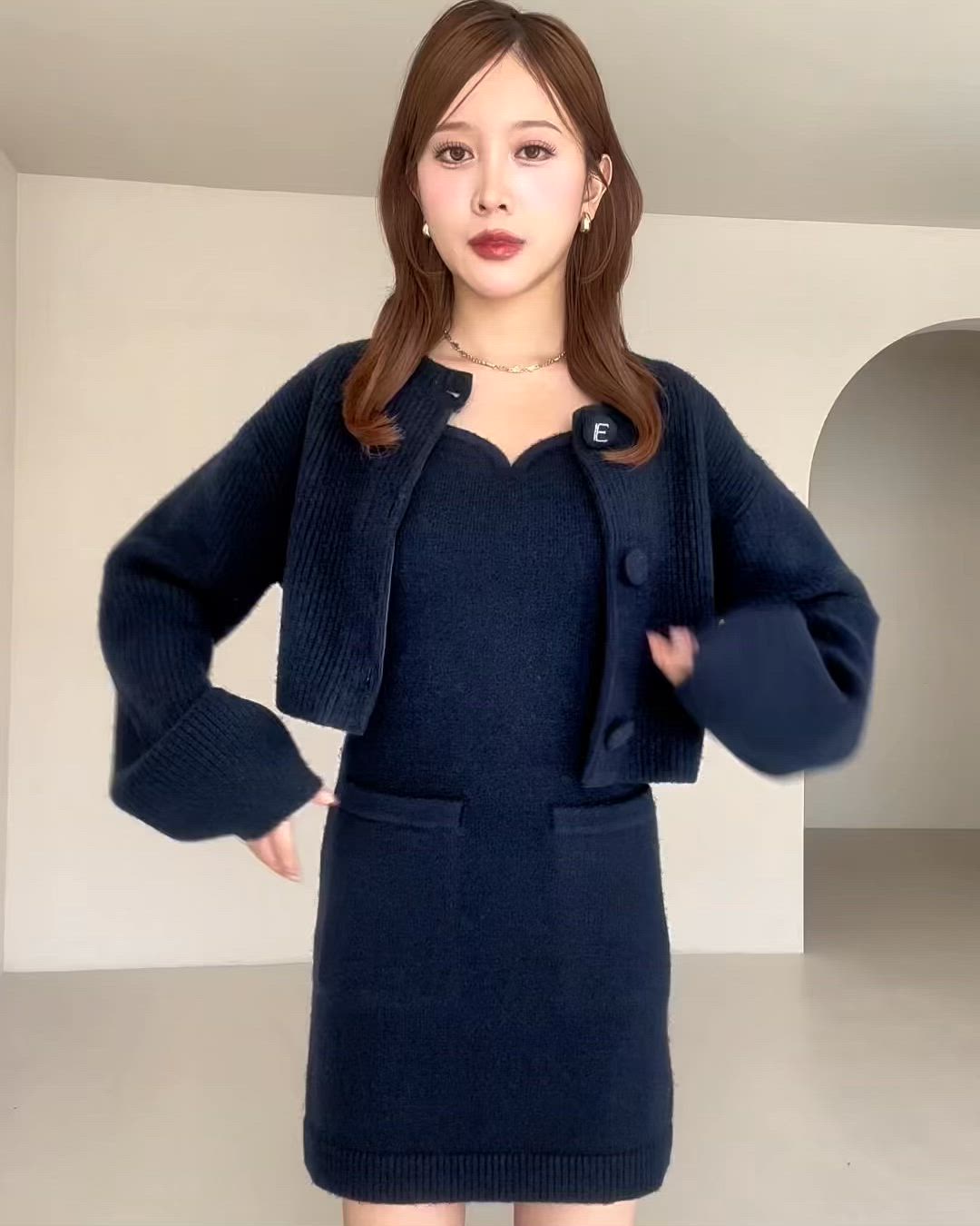 ロゴボタンニットセットワンピース（ワンピース）｜EIMY ISTOIRE