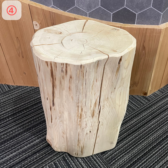 現物のみ】青森ヒバの大きな丸太4 椅子（チェアー）・スツール ヒバ