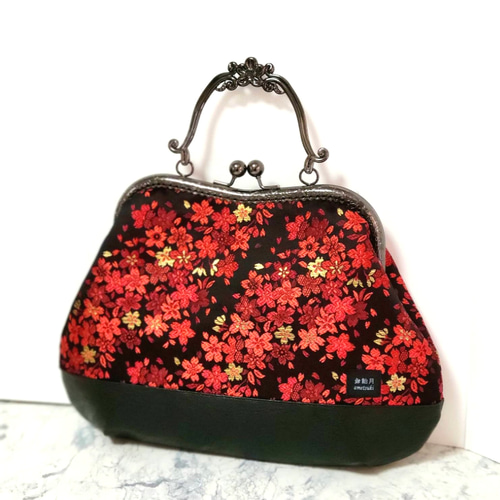 西陣織(金蘭)のアンティーク調がま口バッグ(異素材vol.) ハンドバッグ