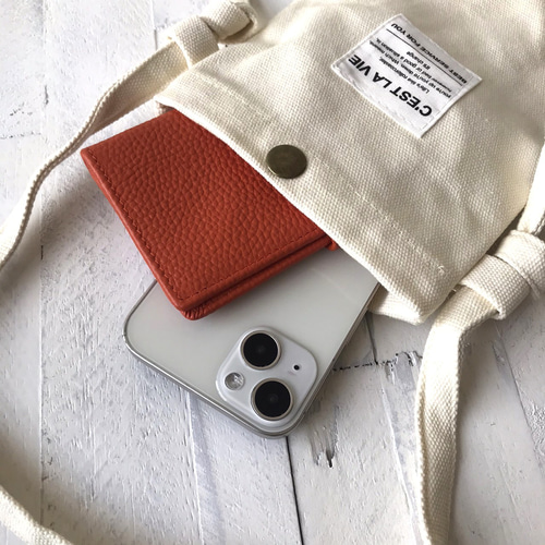 キャンバス素材のミニショルダーバッグ/スマホショルダー スマホ収納