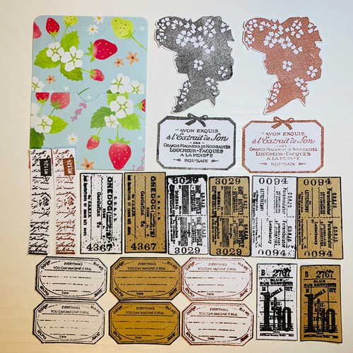 おすそ分け蛇腹ファイル♡ 洋書・コラージュ素材180点以上！シート