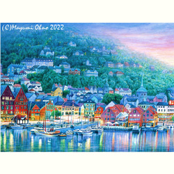 額装済イタリアで版画化 ミコノス島 ギリシャ エーゲ海 ヨーロッパ