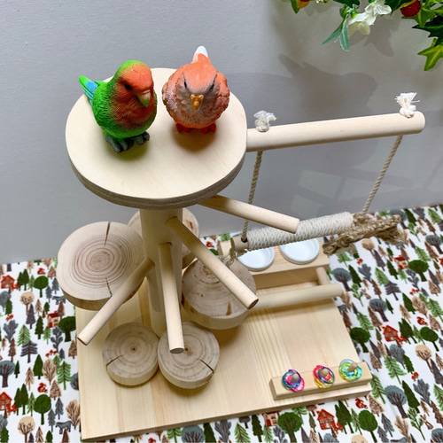 受注生産*小鳥の遊び場】天然木のバードアスレチック バードジム