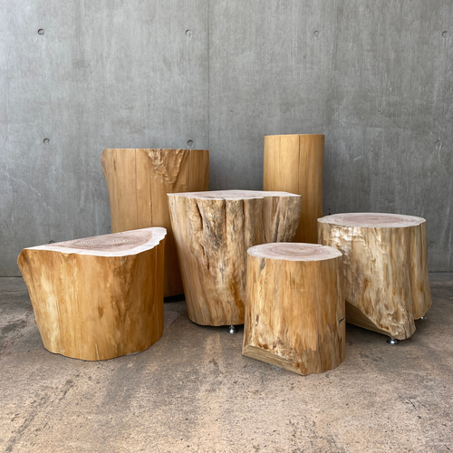 杉の切り株の造形的置物】丸太 椅子 スツール オブジェ ディスプレイ