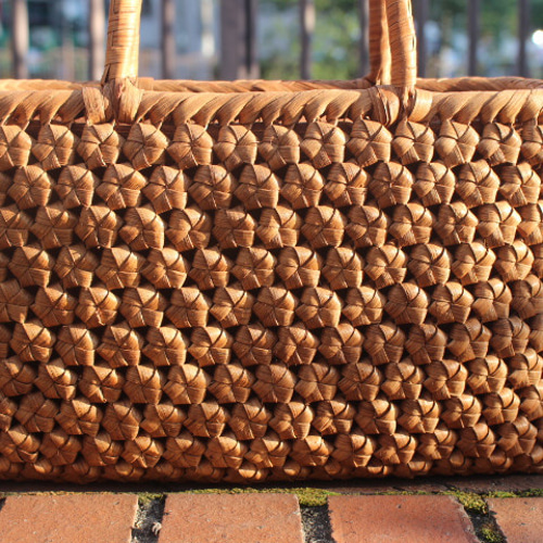 98666 六角花結び編み 山葡萄 かごバッグ 網代編み やまぶどう カゴ