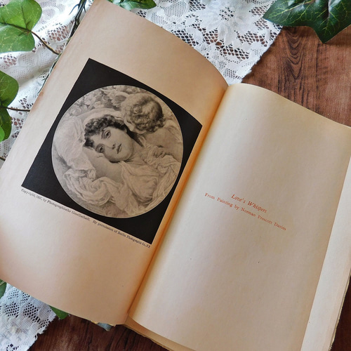 19世紀 英国のロマンチックな詩集 可愛いお花の模様付き表紙 古書