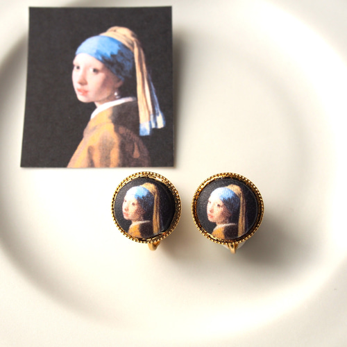 フェルメール【真珠の耳飾りの少女】のシンプルピアス/イヤリング
