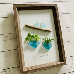 インテリア雑貨 シーグラス アート シマエナガ 海の宝石 癒し アート