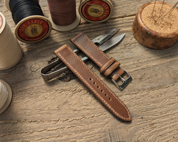 ホーウィン クロムエクセルレザー ナチュラルブラウン｜フルステッチ