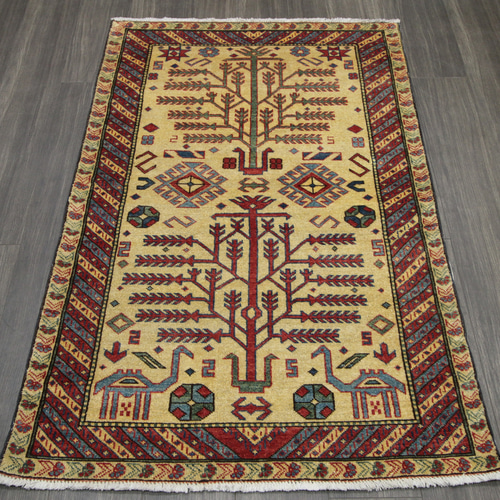 鳥と動物と生命の樹 アンティーク絨毯 トライバルラグ 部族絨毯