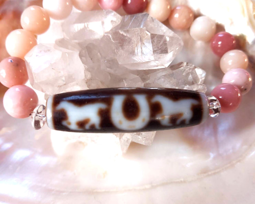 大変珍しい‼️西蔵老礦手工伝承馬蹄紋馬九天珠さんのブレスレット