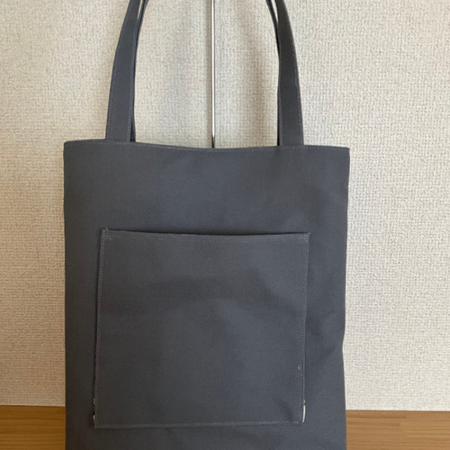 倉敷帆布8号 縦型トートバッグ(A4サイズ)ダークグレー トートバッグ